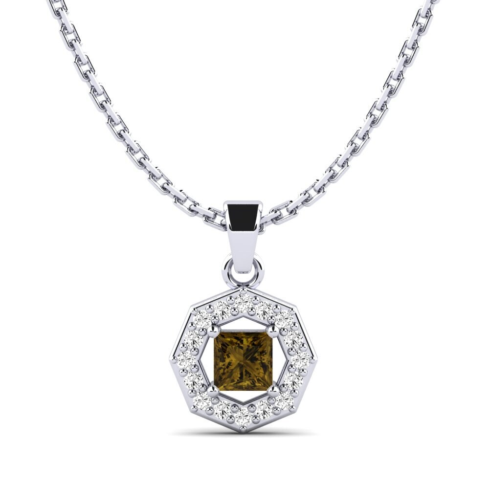 Plata 925 Circón Marrón Colgante de Mujer Willin