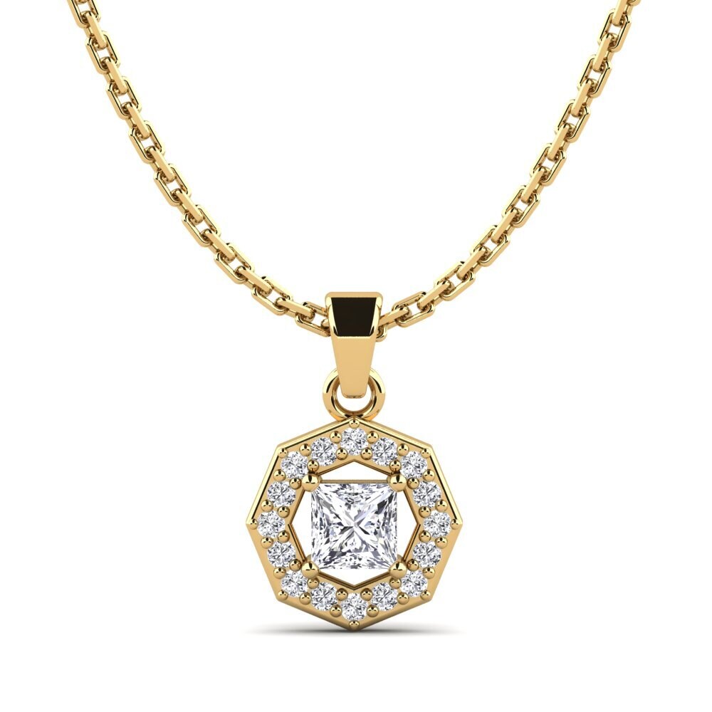 Pendentif En Or Jaune/blanc 585 Avec Diamant 0,12 Ct - Navette, Qualité H SI, Neuf Avec étiquettes