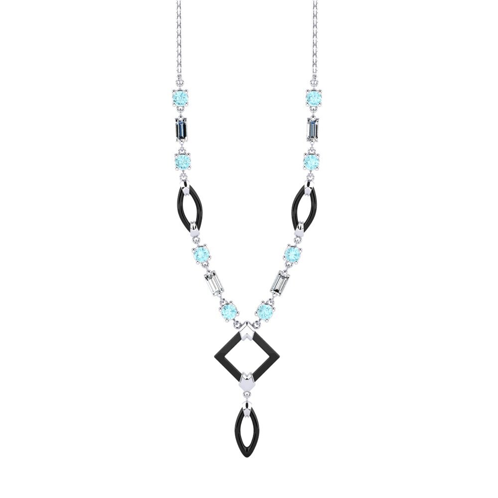 White Silver Aquamarine Women's Necklace Wilmot