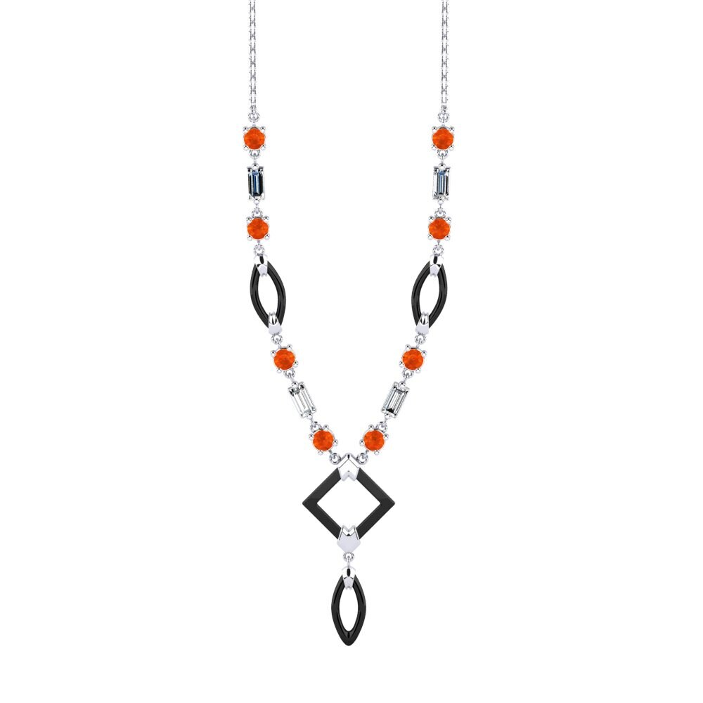 White Silver Fire Opal Women's Necklace Wilmot