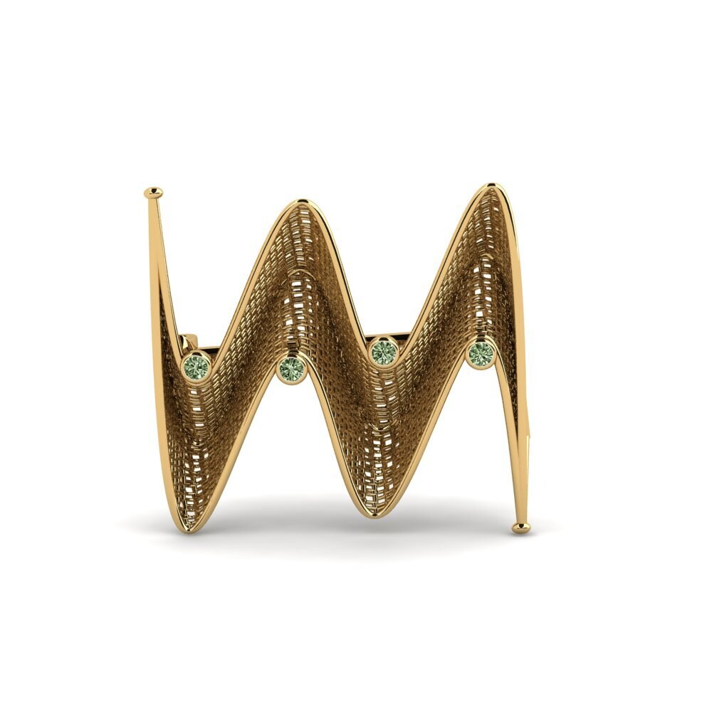 Gelbgold 375 Grüner Diamant Brosche Wimberly