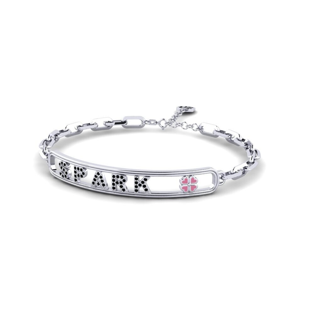 White Silver Black Onyx Women's Bracelet Winlip