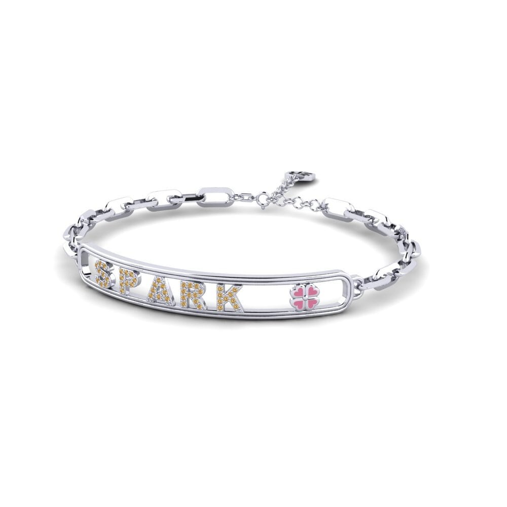 White Silver Brown Diamond Women's Bracelet Winlip
