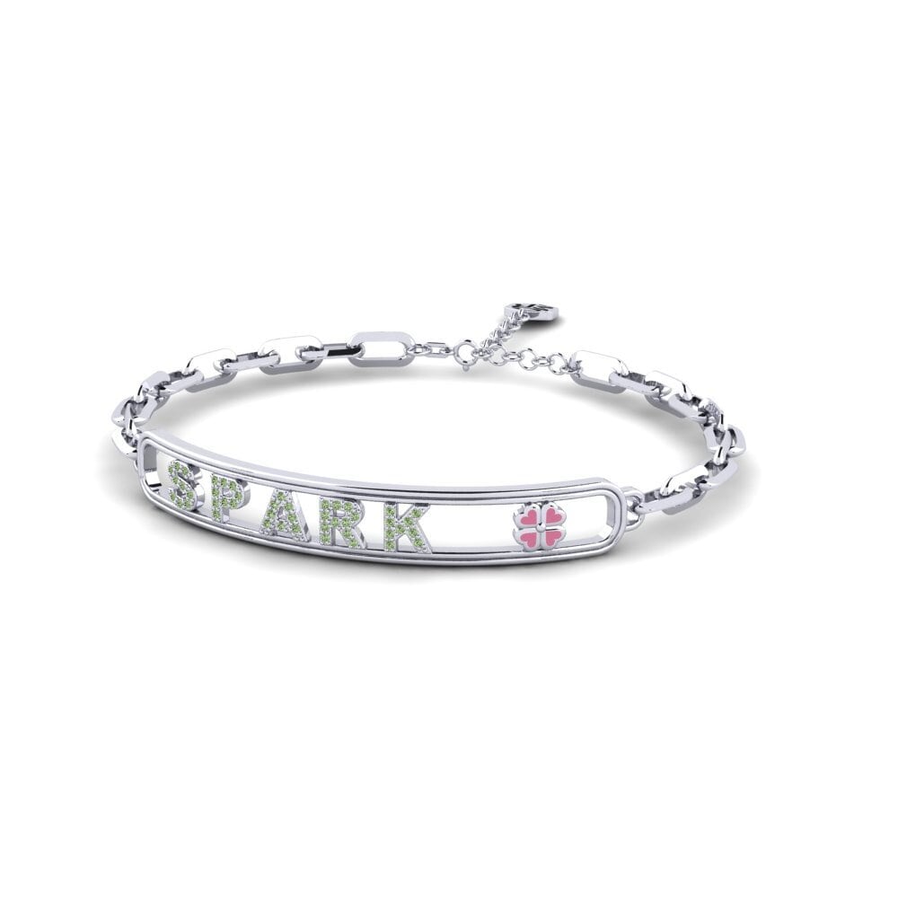 White Silver Green Diamond Women's Bracelet Winlip