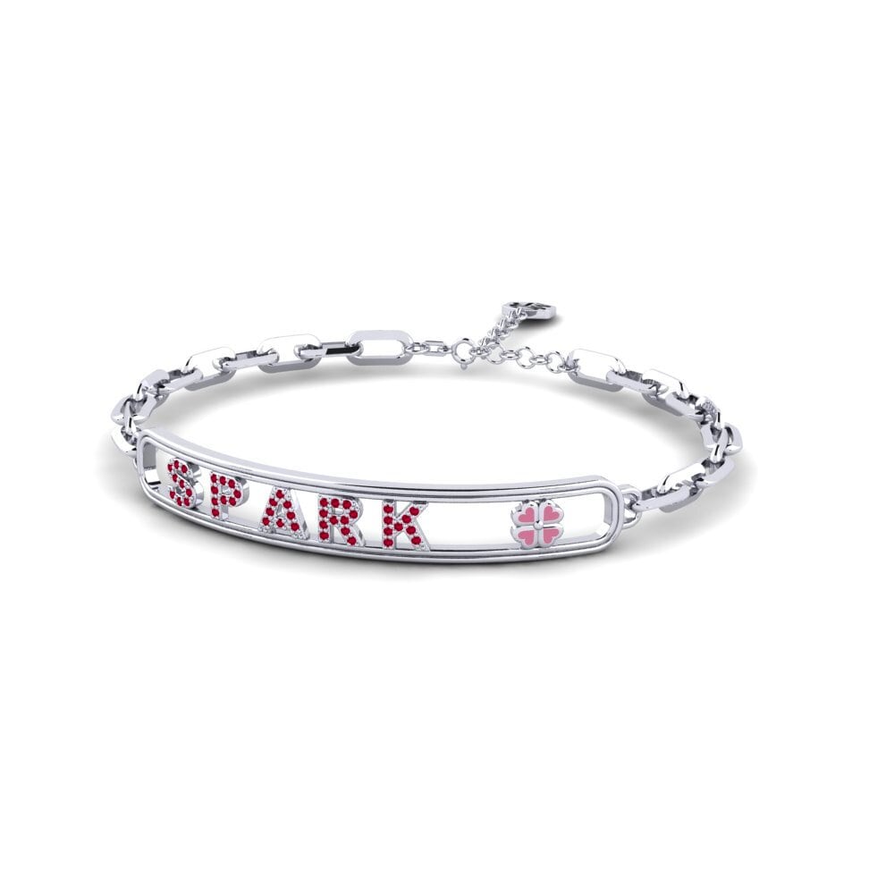 White Silver Ruby Women's Bracelet Winlip