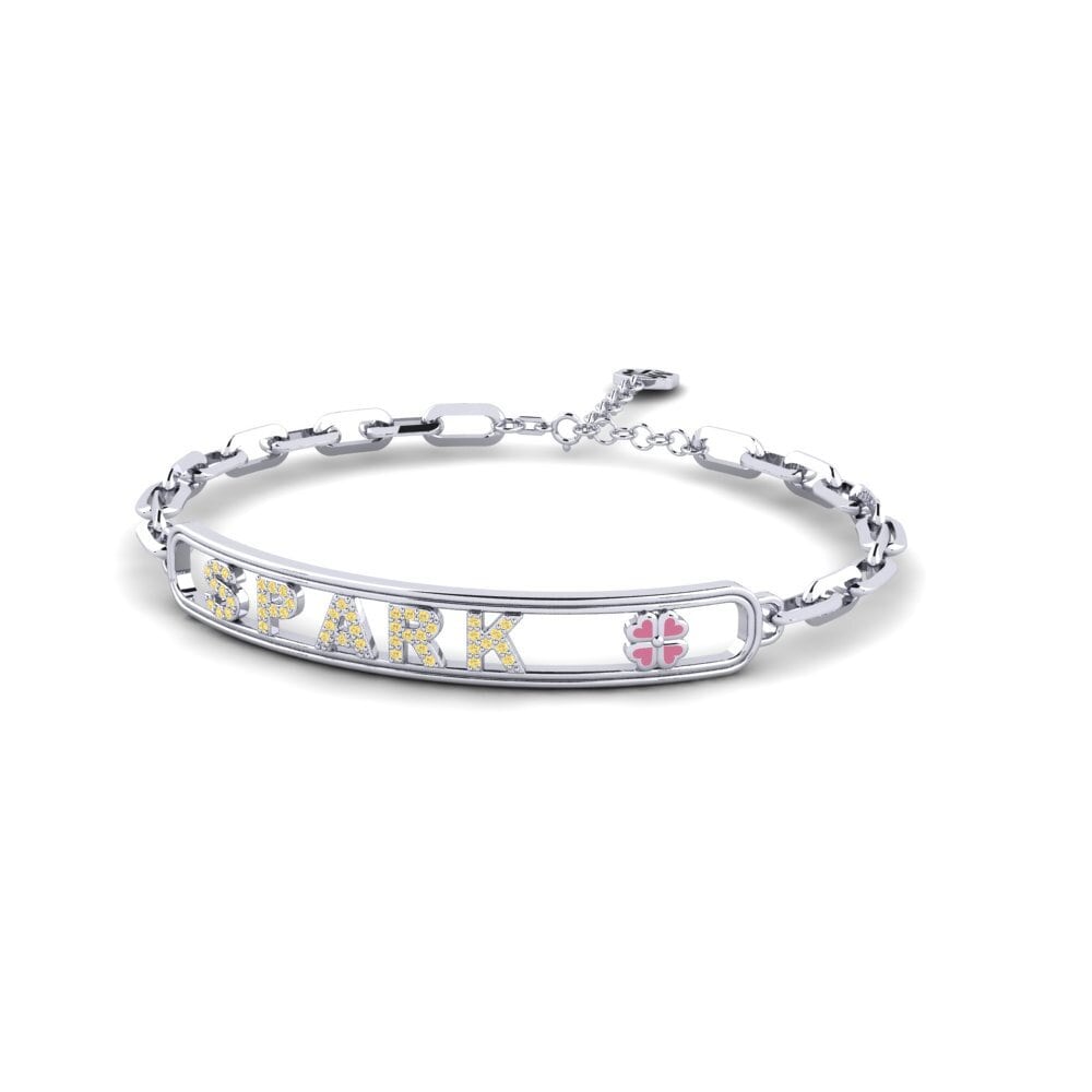 White Silver Yellow Diamond Women's Bracelet Winlip