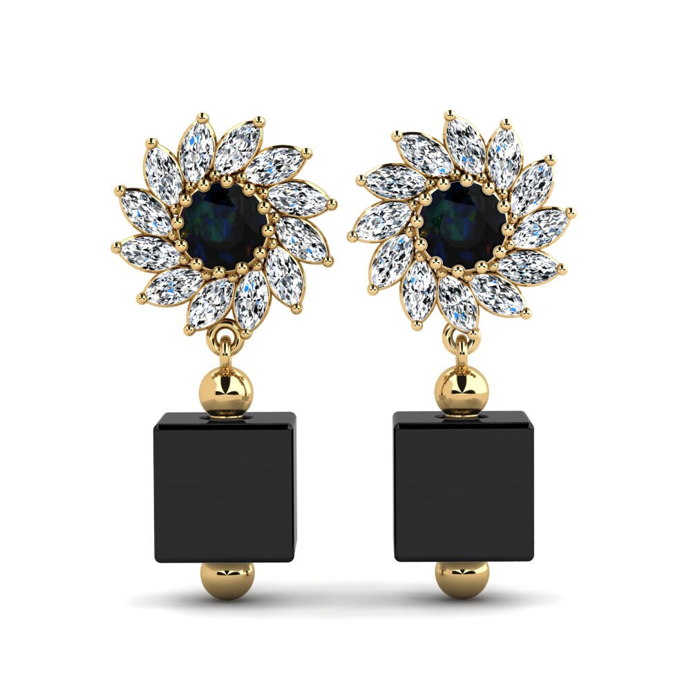 Round Black Opal Women's Earring Winship