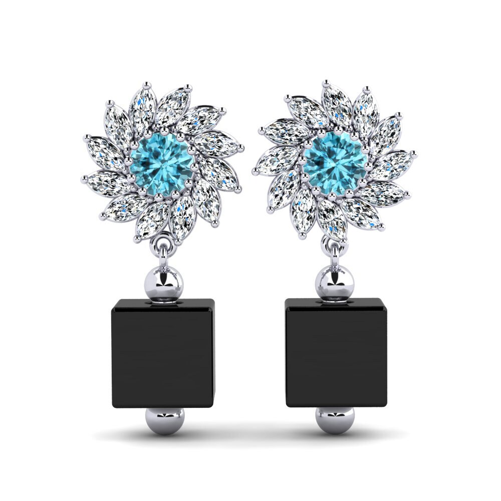 950 Palladium Blue Zircon Women's Earring Winship
