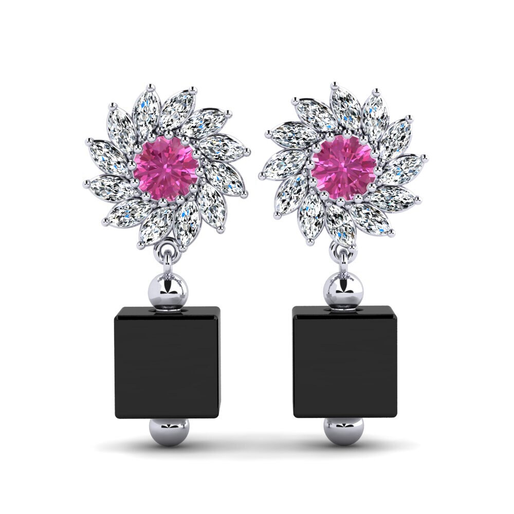 14ct White Gold Pink Topaz Women's Earring Winship
