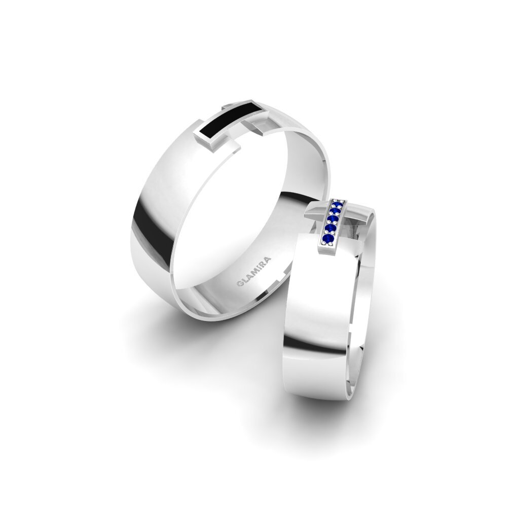 9ct White Gold Sapphire Wedding Ring Winsome Cover 6 mm