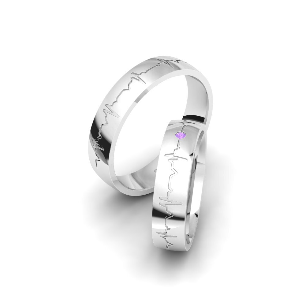 9ct White Gold Amethyst Wedding Ring Winsome Desire 5 mm