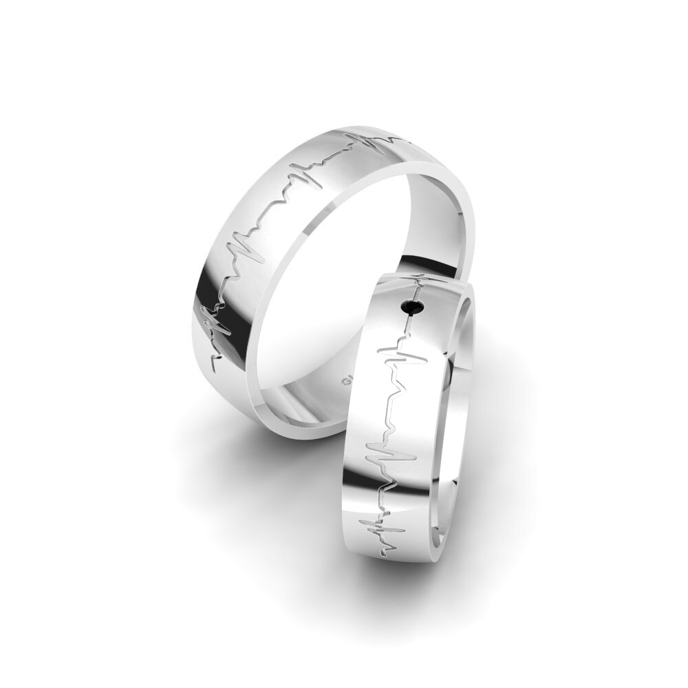 18ct White Gold Black Sapphire Wedding Ring Winsome Desire 6 mm