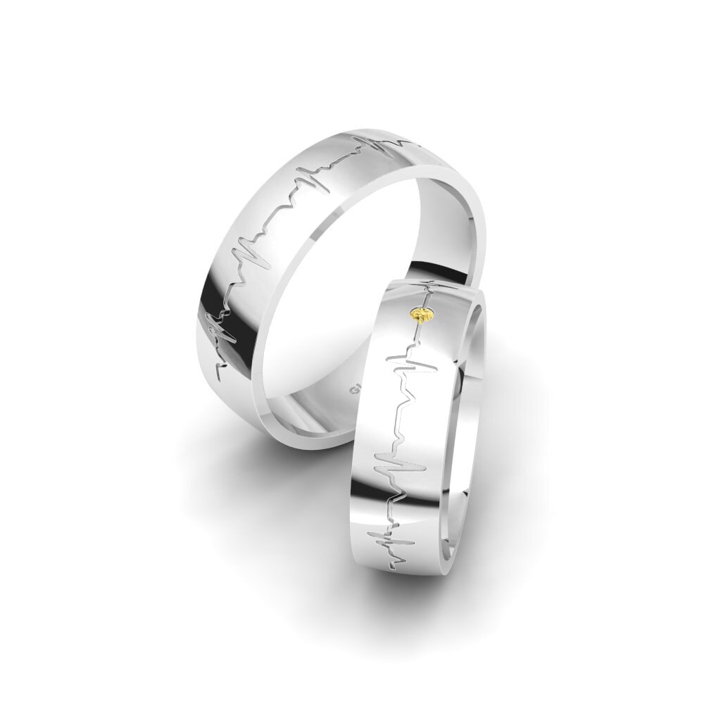 18ct White Gold Yellow Diamond Wedding Ring Winsome Desire 6 mm