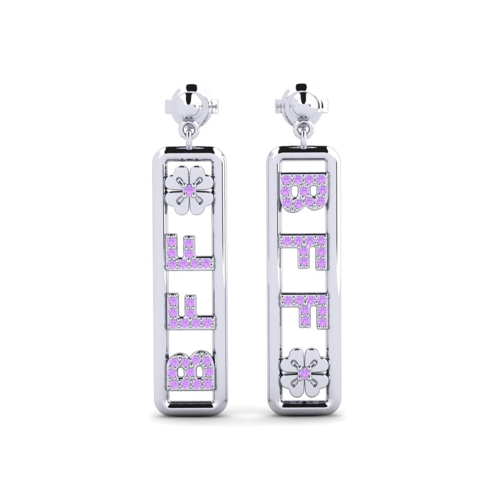 9k White Gold Amethyst Women's Earring Winterthur