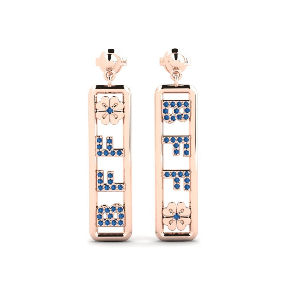 18ct Rose Gold Dark Blue Zirconia Women's Earring Winterthur
