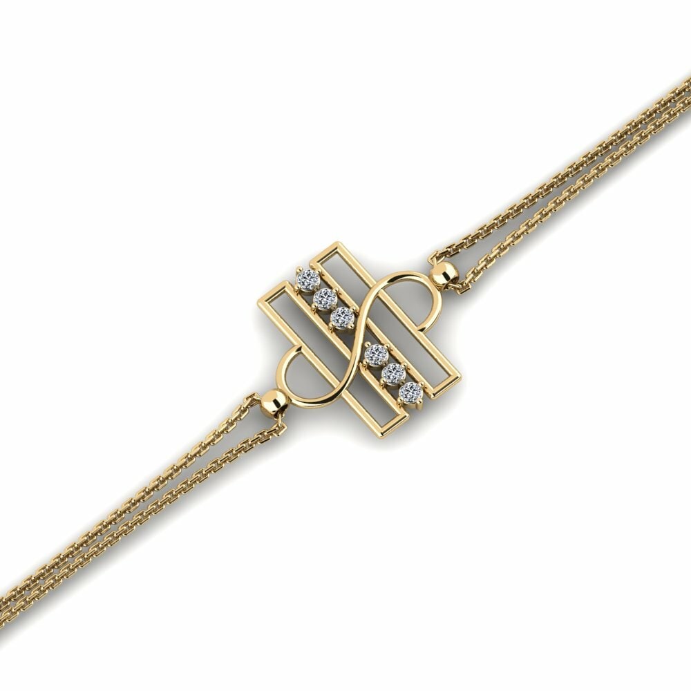 Or Jaune 14k Ronde Zircon Bracelet pour femme Wintigir