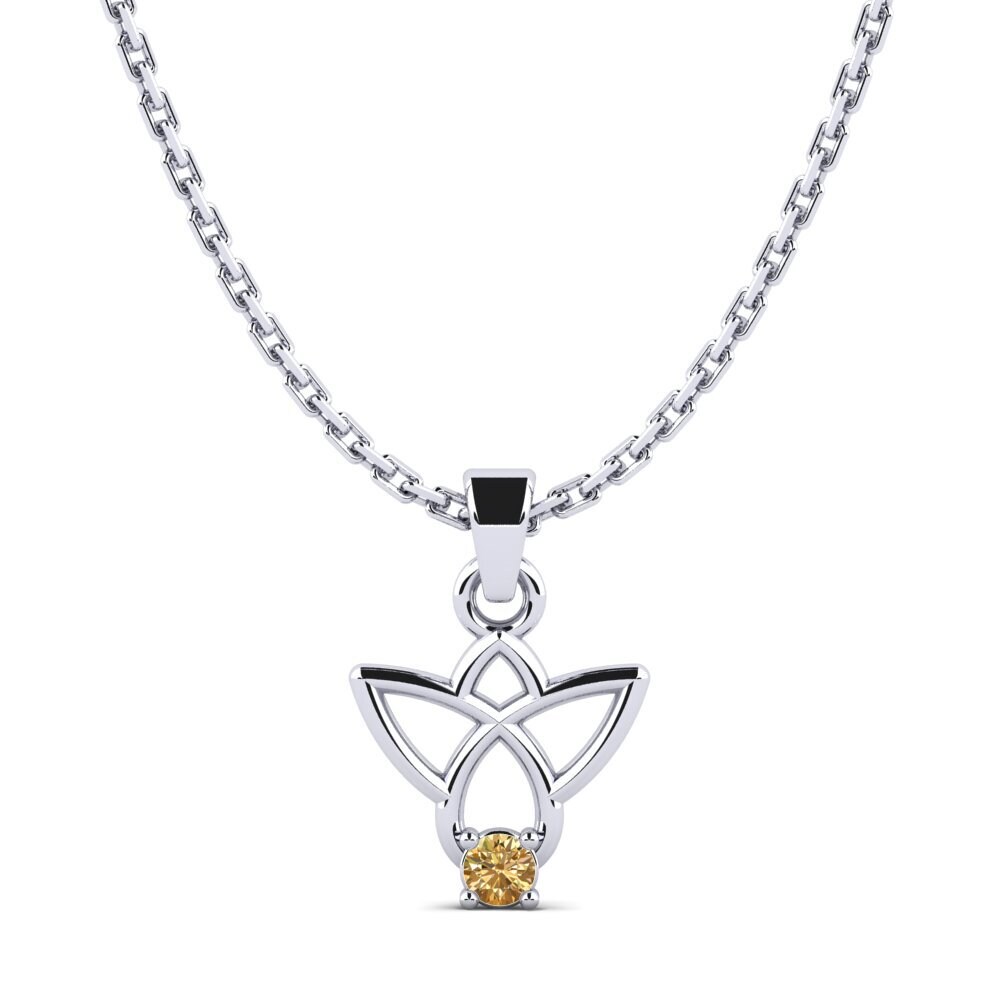 14k Oro Blanco Diamante café Colgante de Mujer Wintigoh