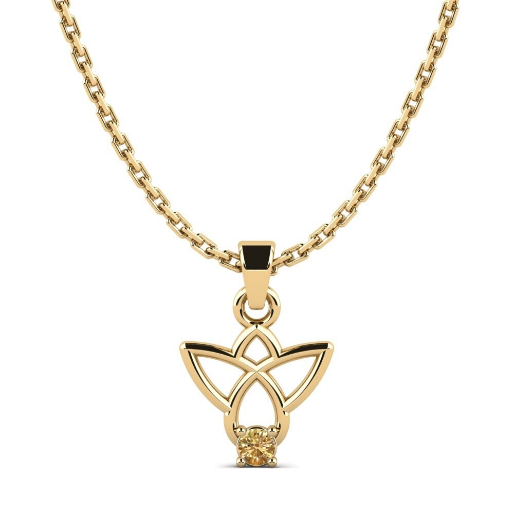 14k Oro Amarillo Diamante café Colgante de Mujer Wintigoh