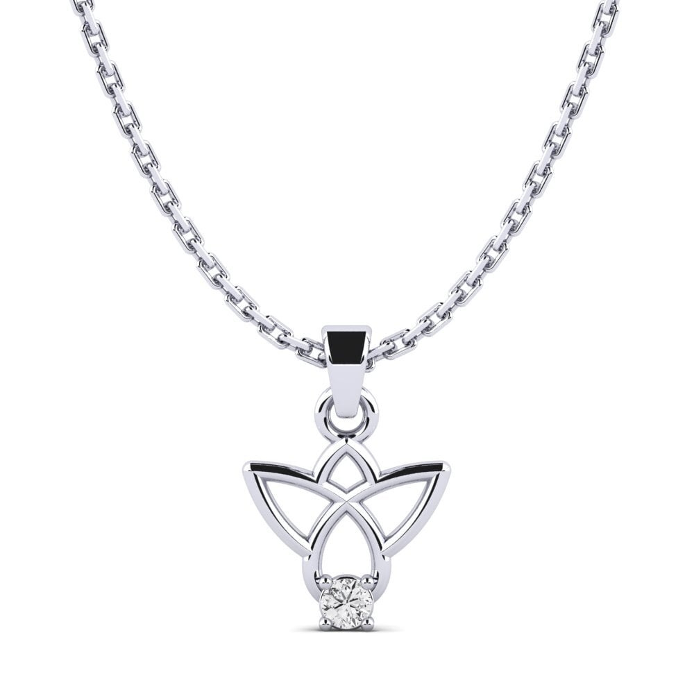 14k Oro Blanco Zafiro blanco Colgante de Mujer Wintigoh