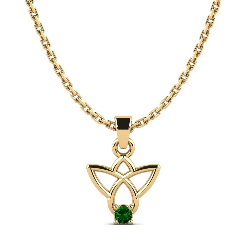 9k Oro Amarillo Circonita Verde Colgante de Mujer Wintigoh