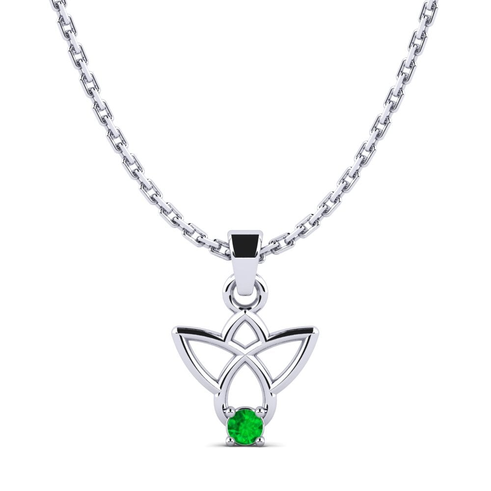 14k Oro Blanco Esmeralda Colgante de Mujer Wintigoh