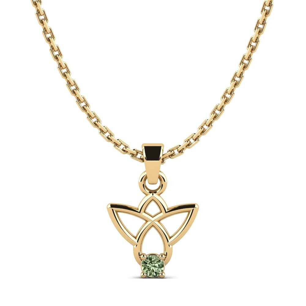 14k Oro Amarillo Diamante Verde Colgante de Mujer Wintigoh