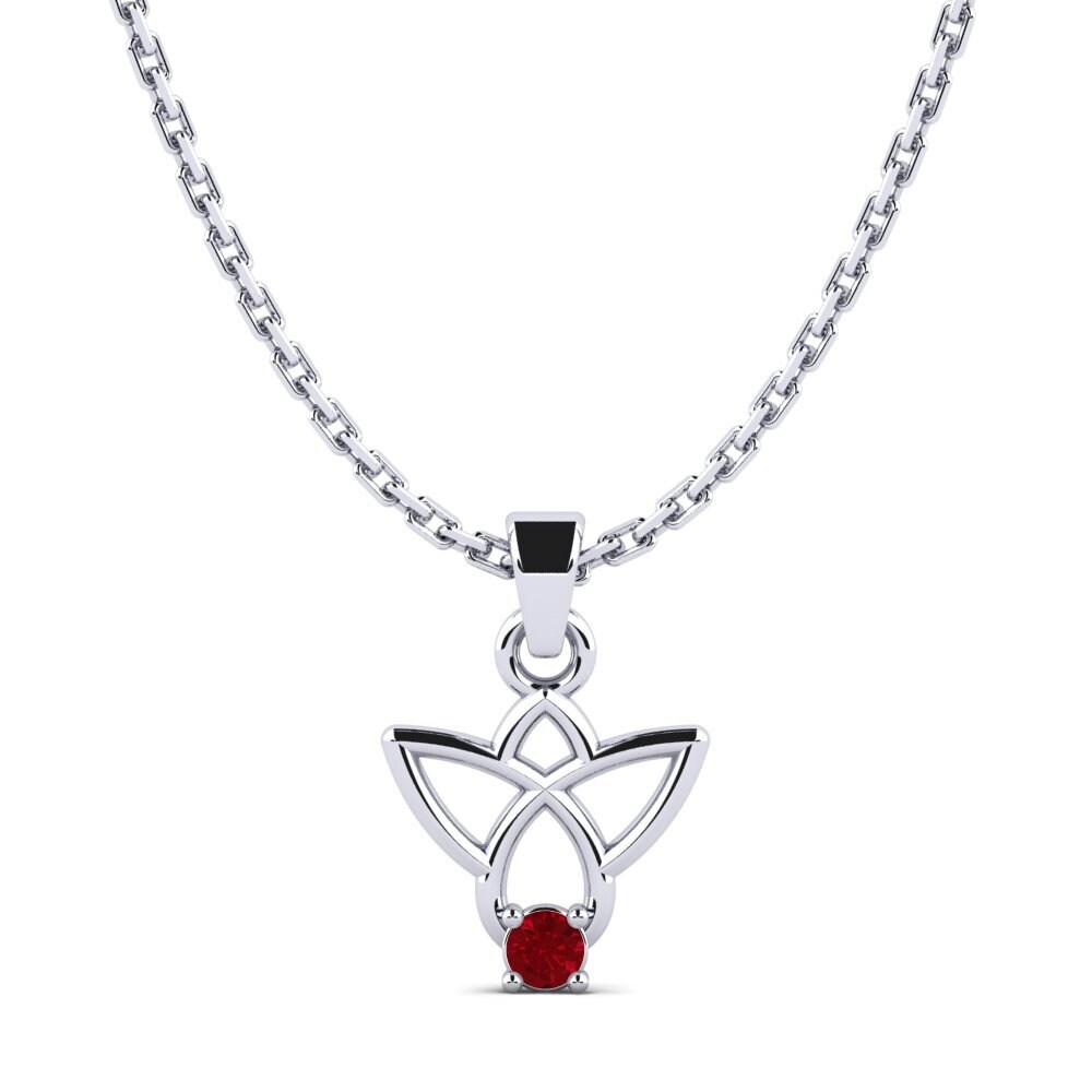 Platino 950 Circonita Roja Colgante de Mujer Wintigoh