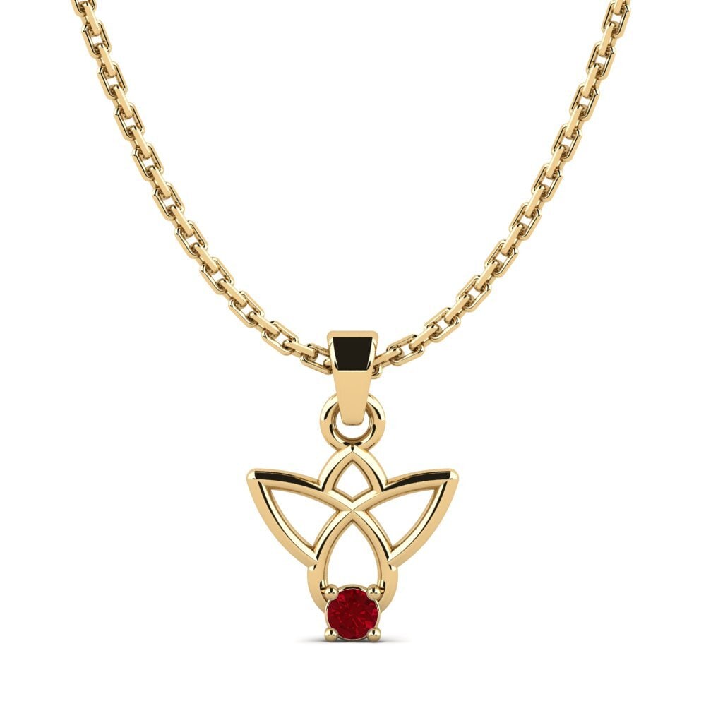 9k Oro Amarillo Circonita Roja Colgante de Mujer Wintigoh