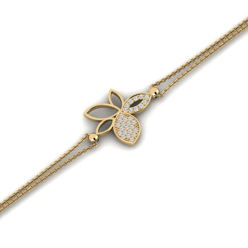 Or Jaune 14k Ronde Zircon Bracelet pour femme Wivi