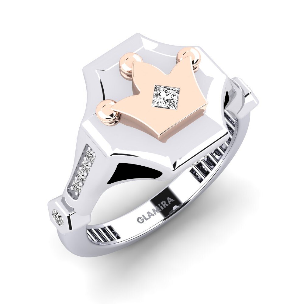 14ct White & Rose Gold Moissanite Men's Ring Wlana