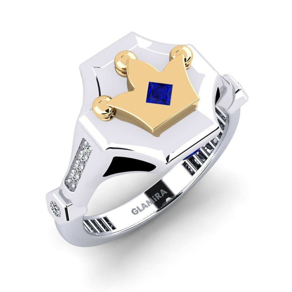 14ct White & Yellow Gold Sapphire Men's Ring Wlana