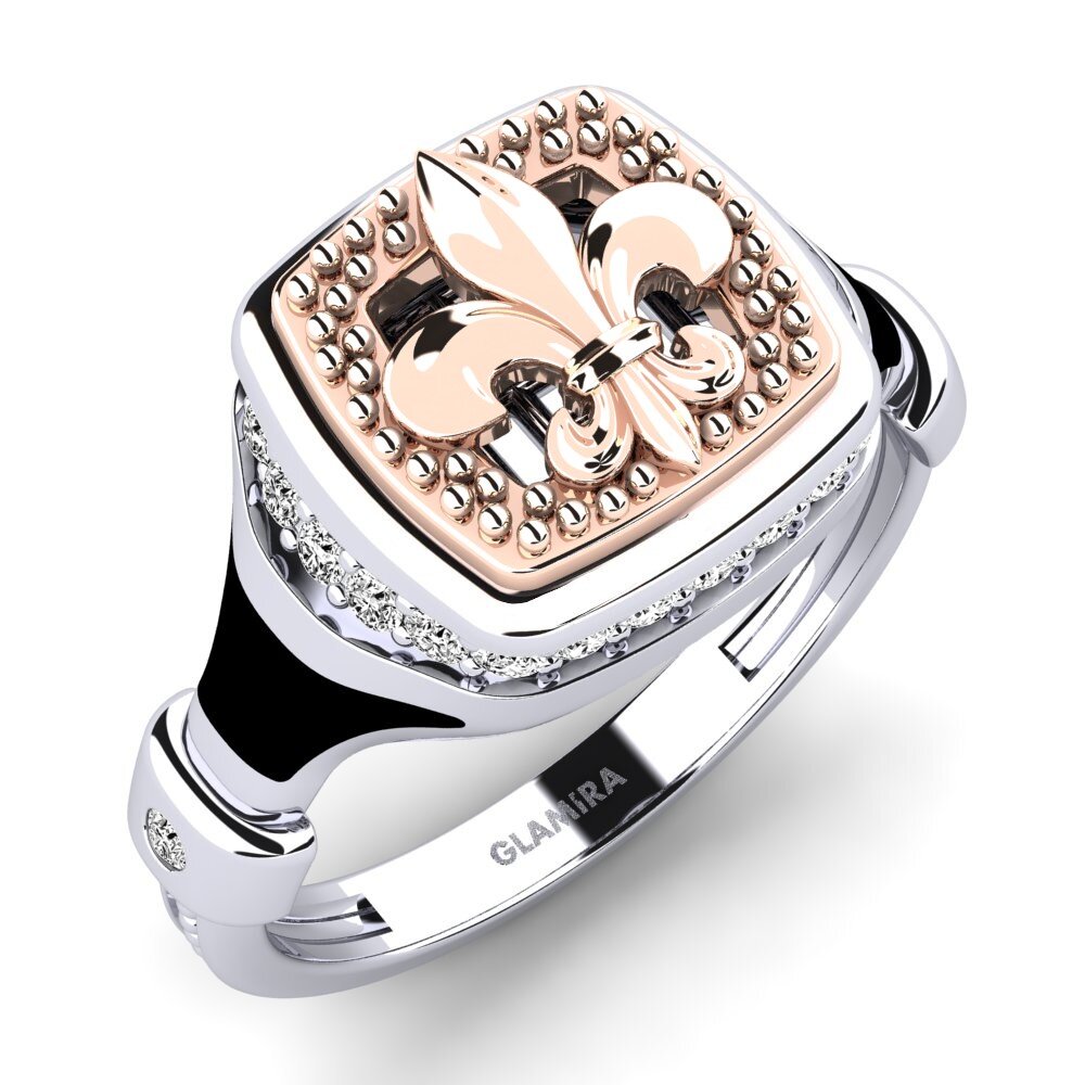 14ct Rose & White Gold Moissanite Men's Ring Wlongoa