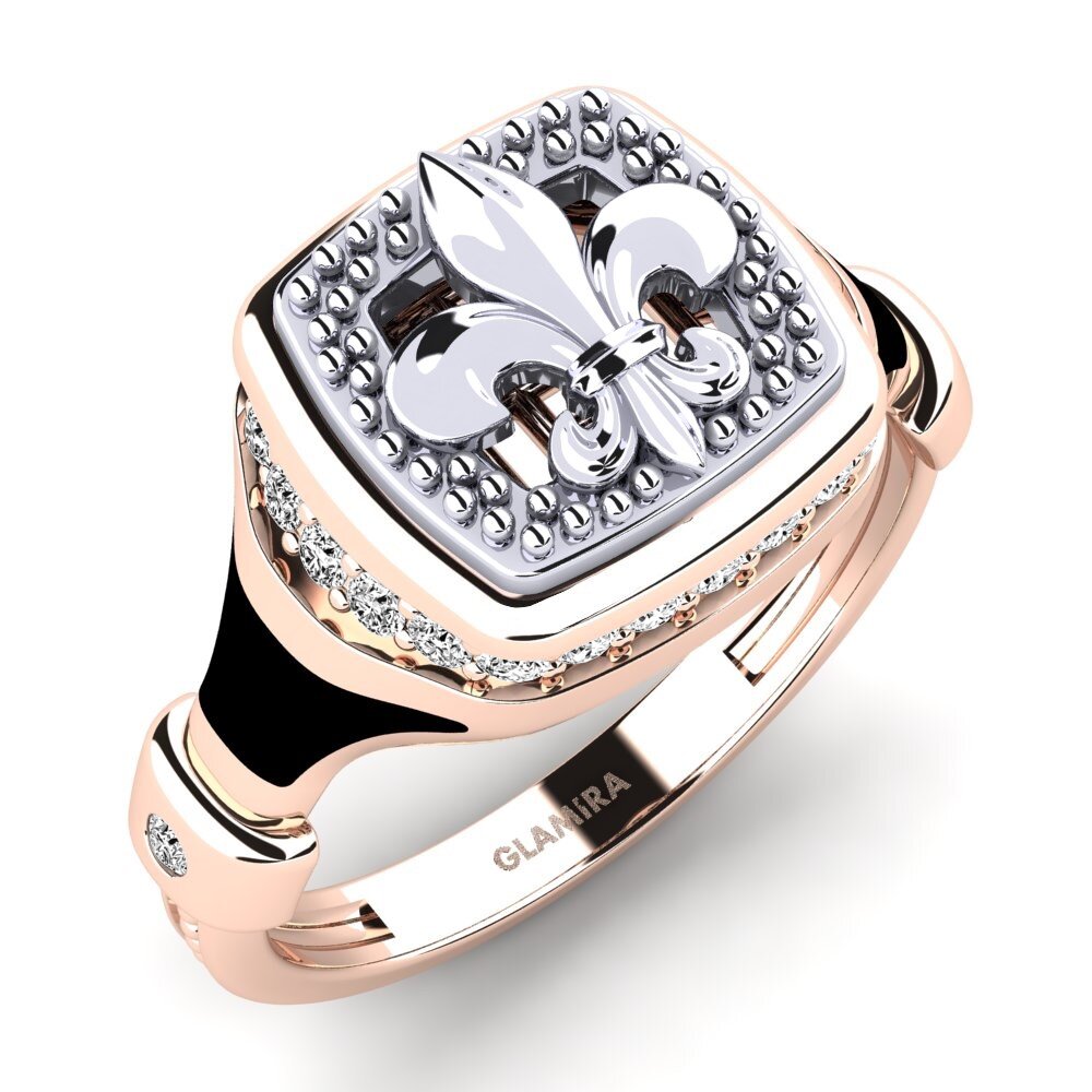 14ct White & Rose Gold Moissanite Men's Ring Wlongoa