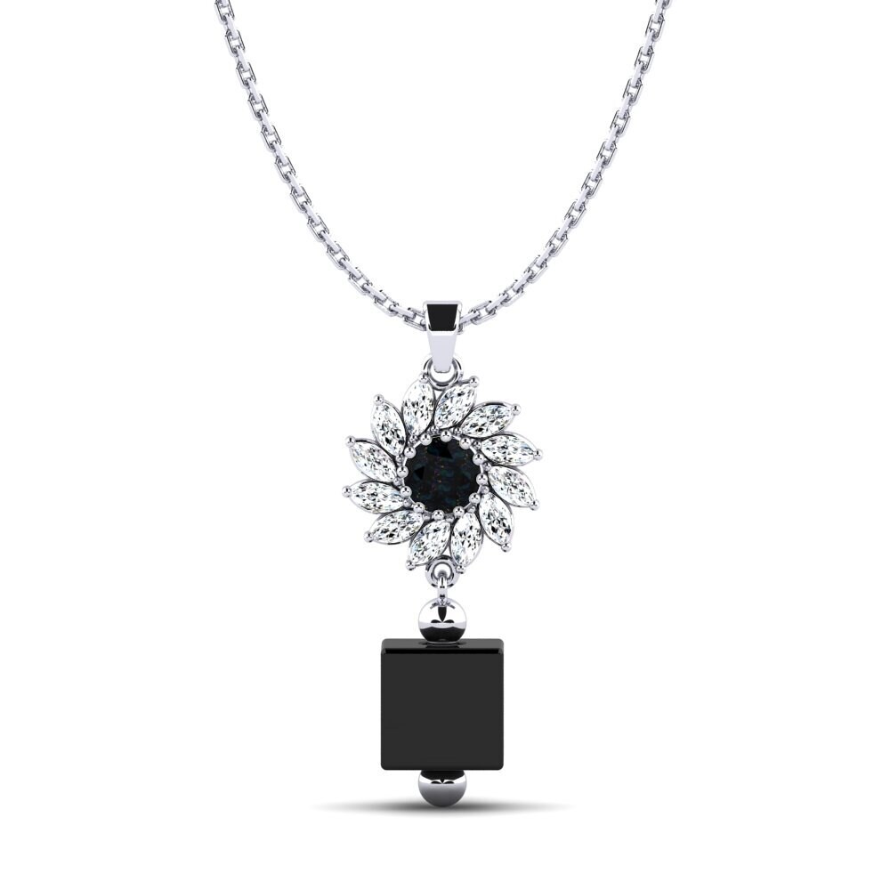 14ct White Gold Black Opal Women's Pendant Wofford