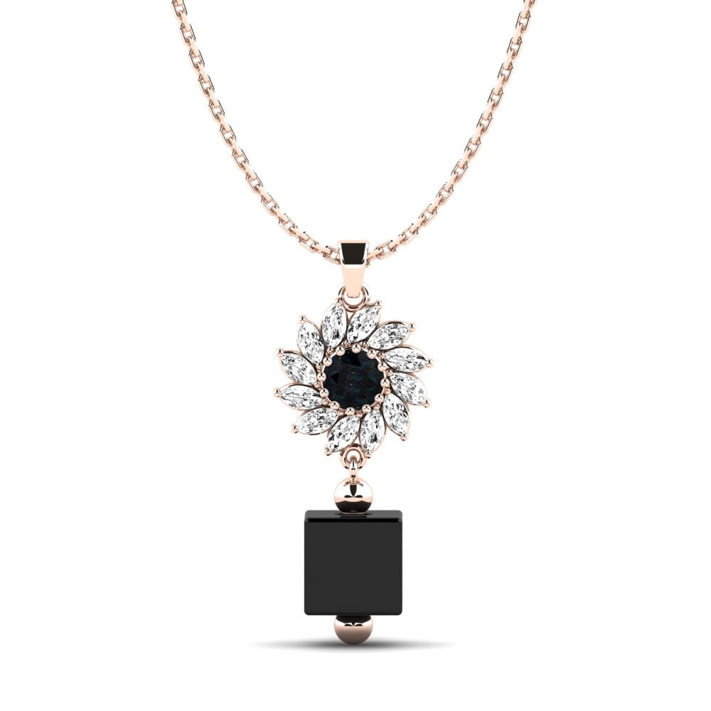 14k Oro Rosa Opalo Negro Colgante de Mujer Wofford