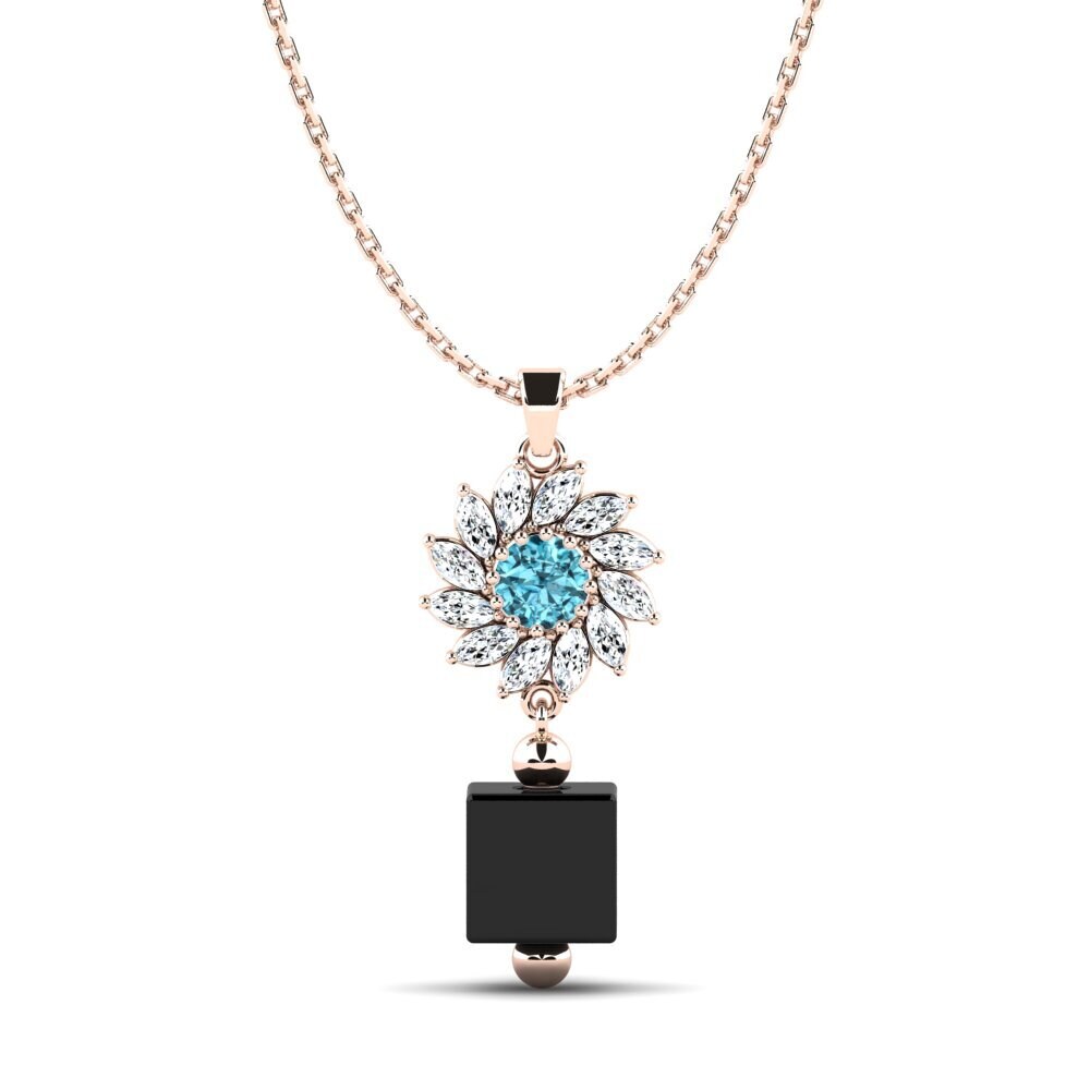 9ct Rose Gold Blue Zircon Women's Pendant Wofford