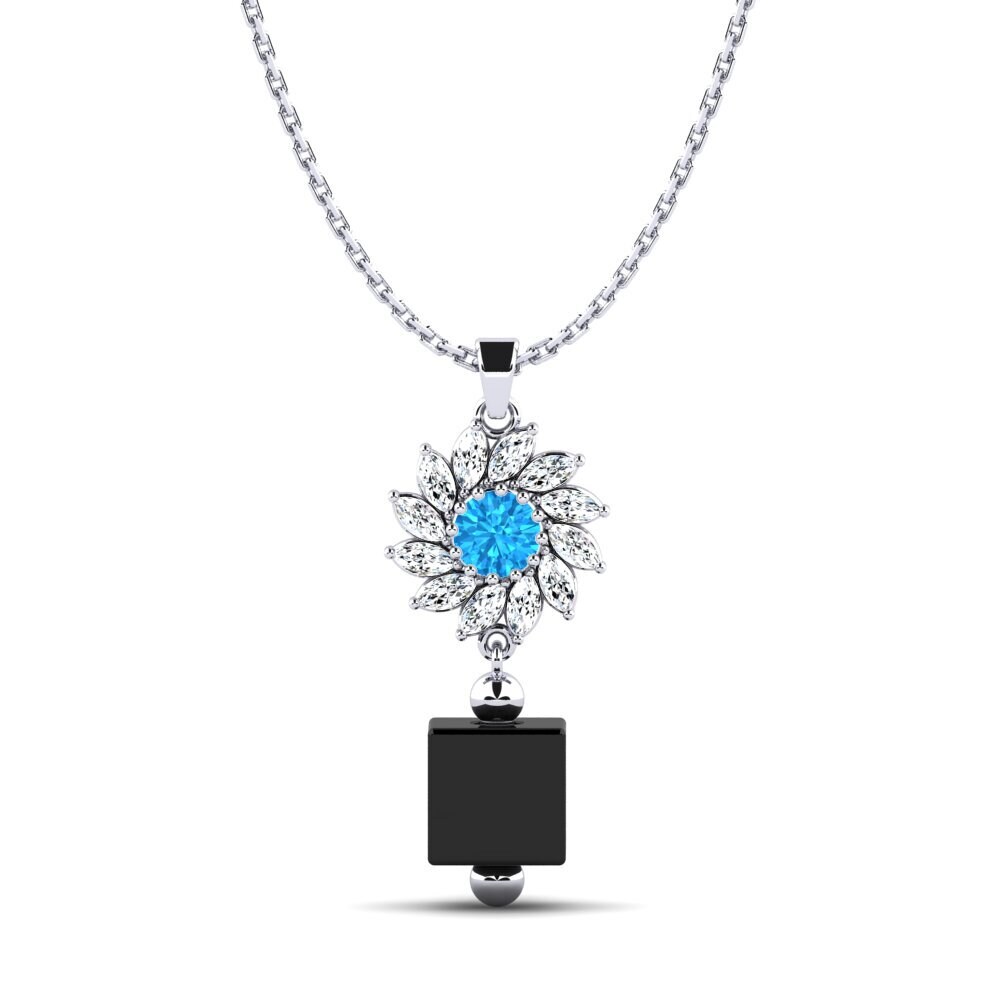 950 Platinum Blue Topaz Women's Pendant Wofford