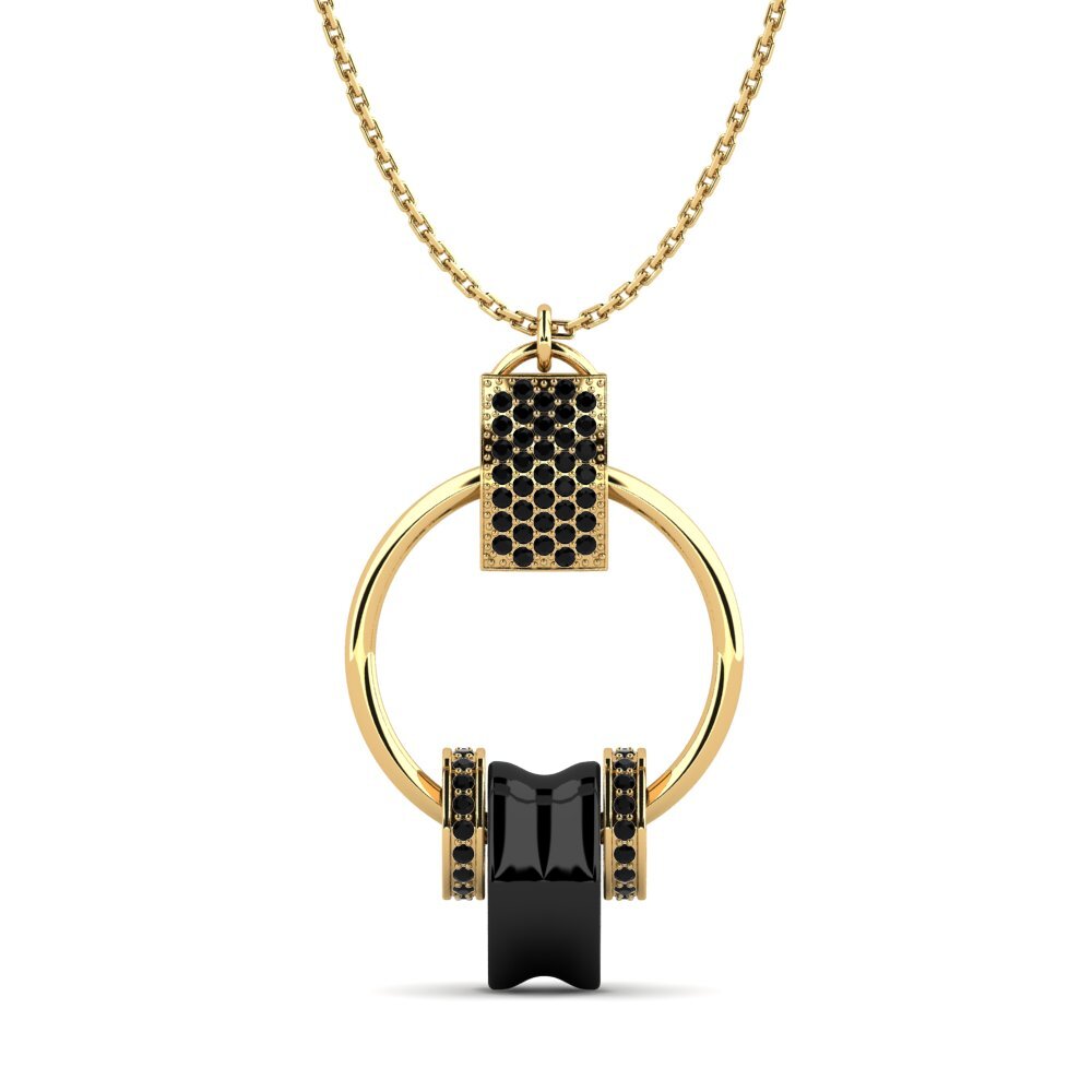 9ct Yellow Gold Black Sapphire Women's Pendant Wolanski