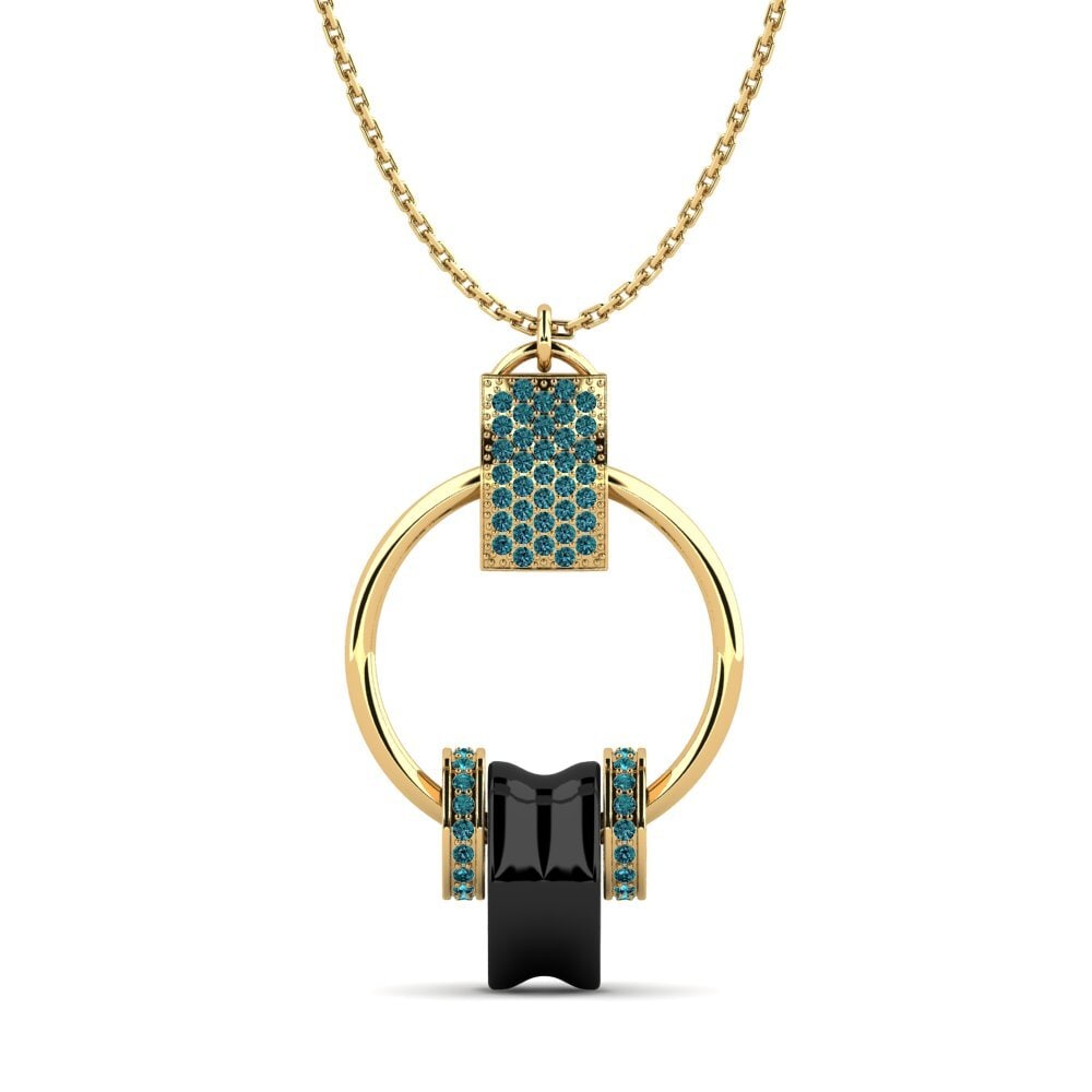 9ct Yellow Gold Blue Diamond Women's Pendant Wolanski