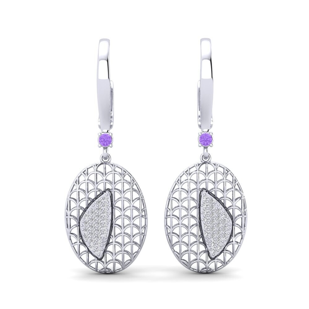 18ct White Gold Amethyst Women's Earring Wonda