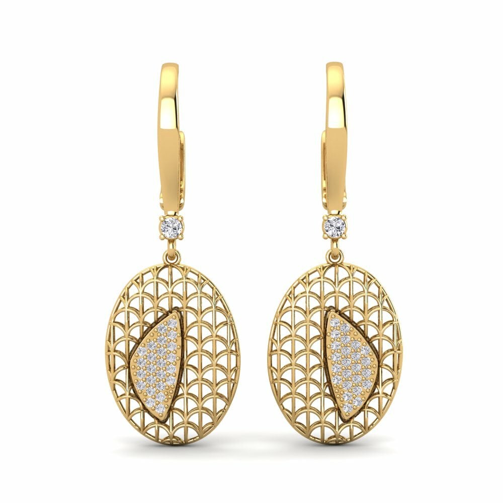 Or Jaune 14k Boucle d'oreille femme Wonda