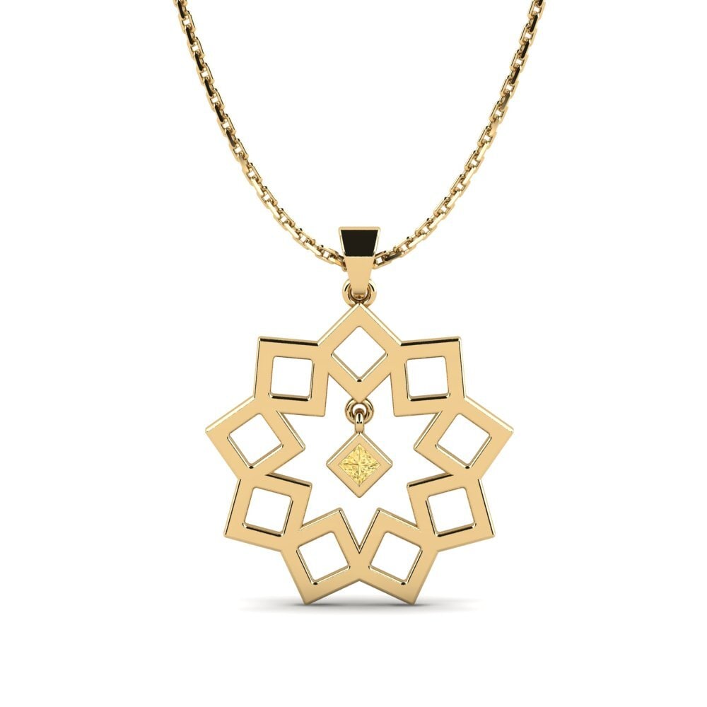 Gele Diamant Dames Hanger Wonegs