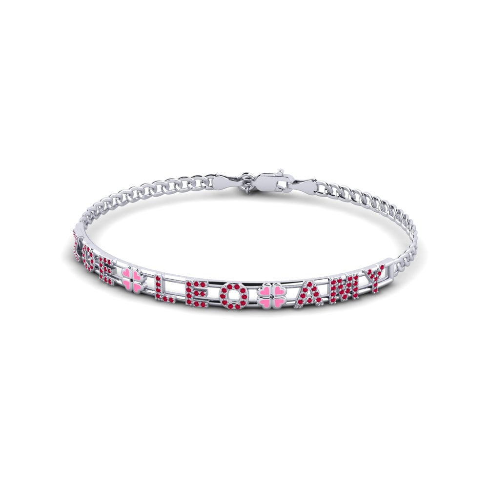 White Silver Ruby Women's Bracelet Woolacombe