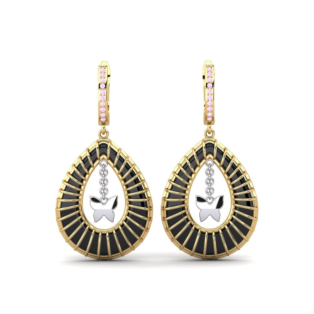 14ct Yellow & White Gold Pink Sapphire Women's Earring Wooten