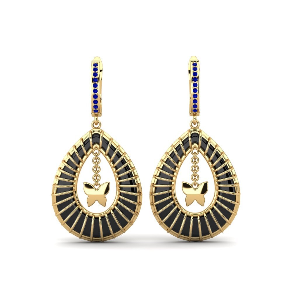 9ct Yellow Gold Sapphire Women's Earring Wooten