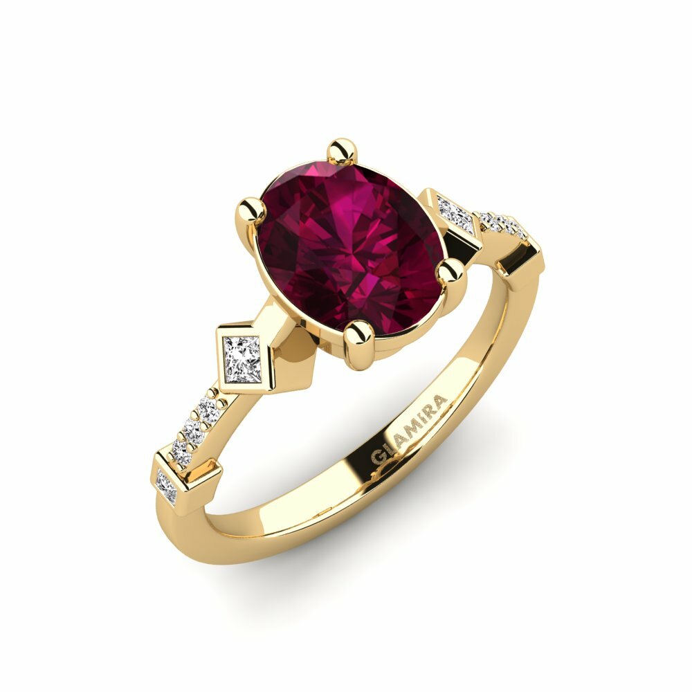 Rhodolite Garnet Engagement Ring Wormeaa - Oval