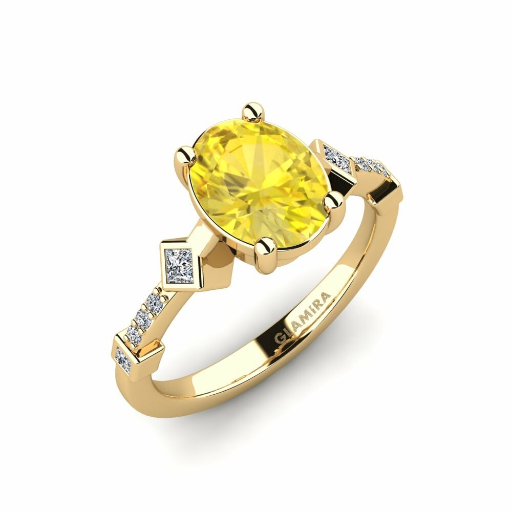 Yellow Sapphire Engagement Ring Wormeaa - Oval