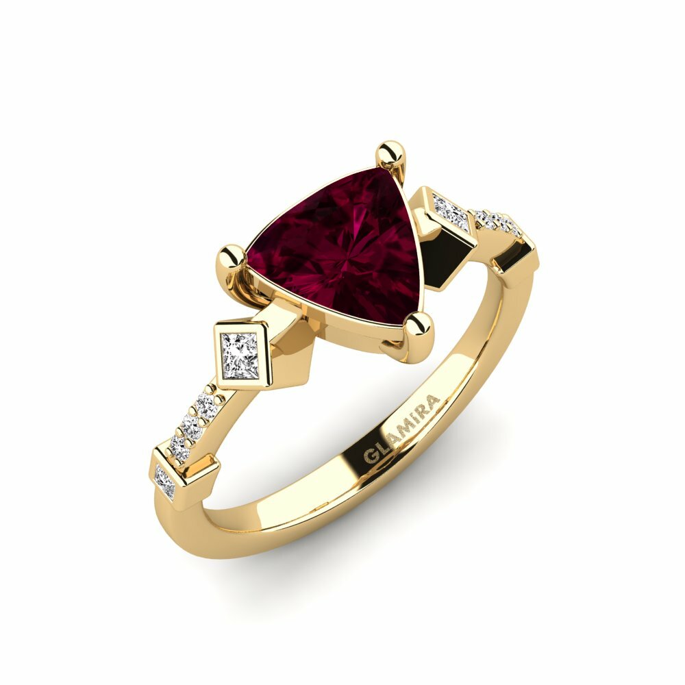 Rhodolite Garnet Engagement Ring Wormeaa - Trillion