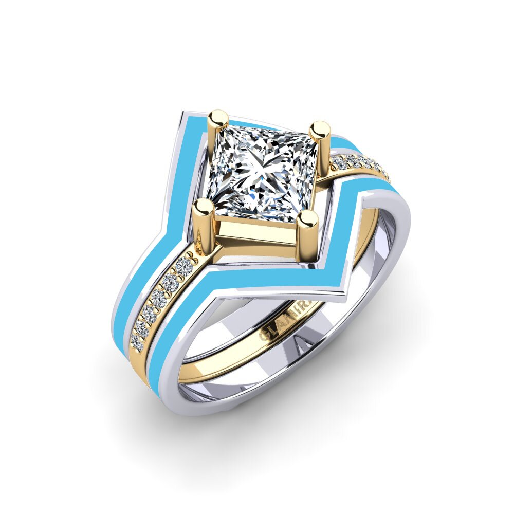 9k Oro Blanco & Amarillo Anillo Wourg - SET
