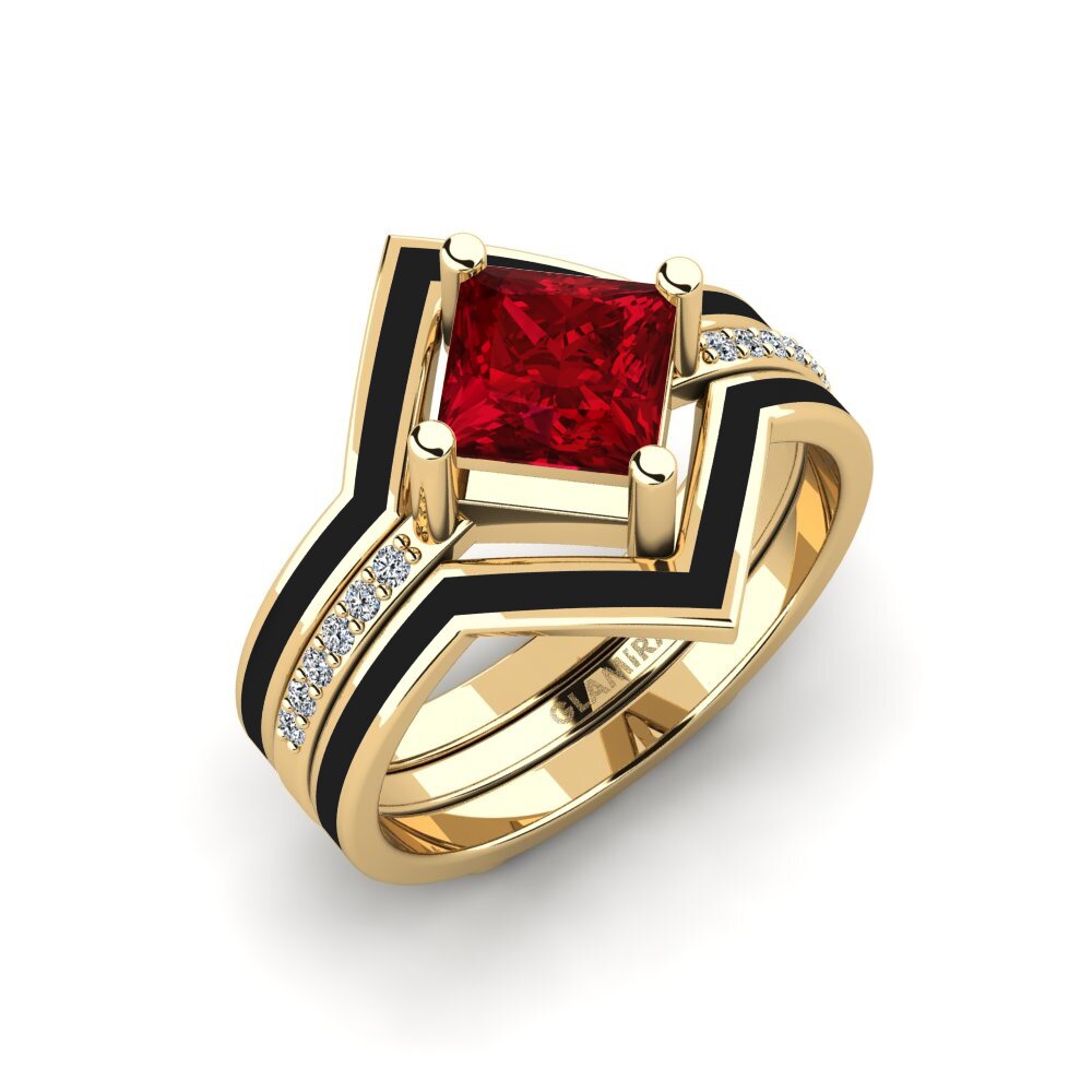 Red Zirconia Ring Wourg - SET